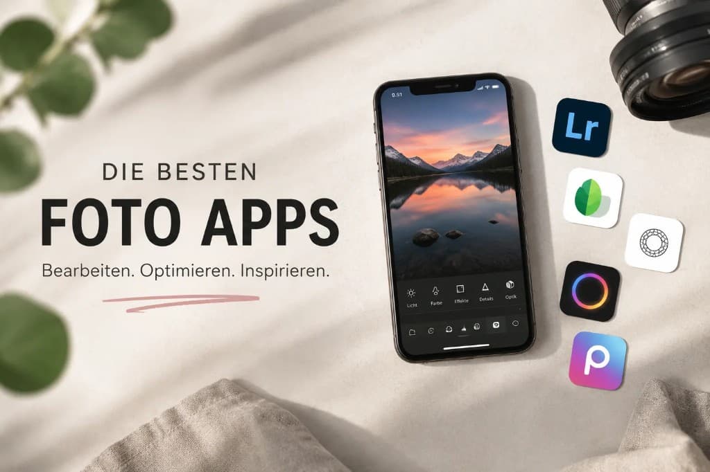 Die besten Foto-Apps 2026 – Smartphone mit Lightroom, Snapseed, A Color Story, Photoroom und VSCO Icons