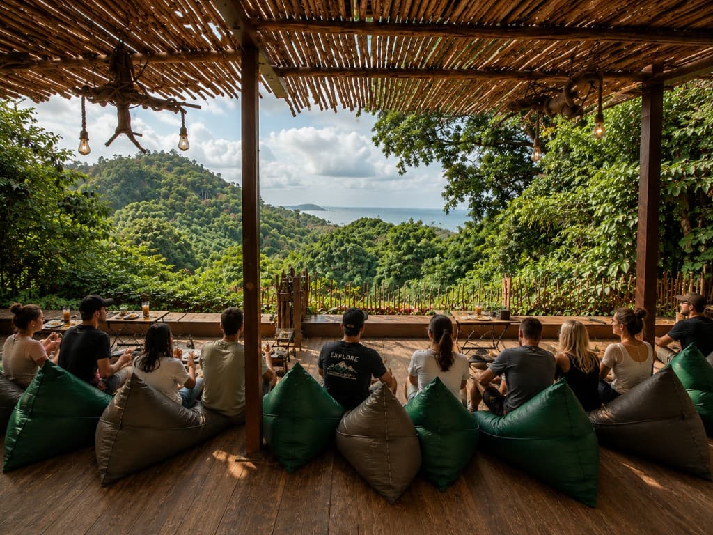 Aussichtspunkt mit Blick über den Dschungel und das Meer
