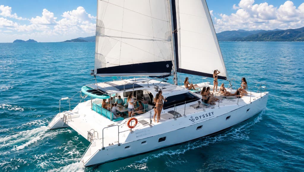 Odyssey — Segelkatamaran mit der Gruppe vor Koh Samui