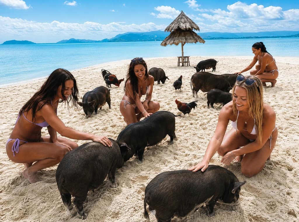 Pig Island — Schweine am Strand bei Koh Samui