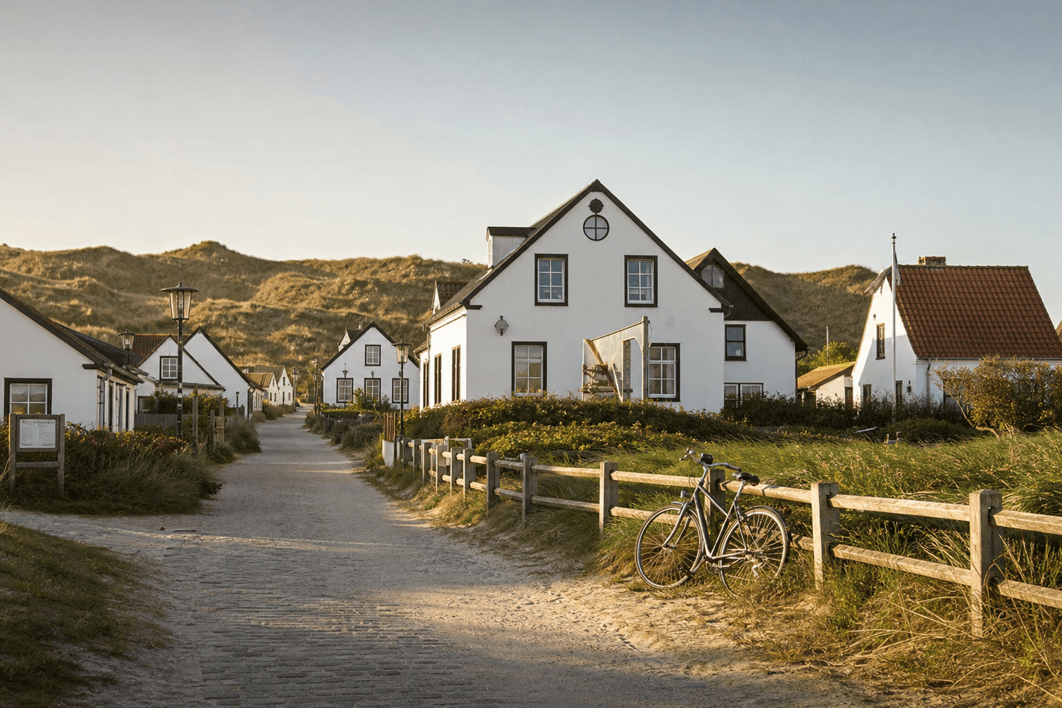 Autofreies Dorf auf Spiekeroog mit Dünenlandschaft