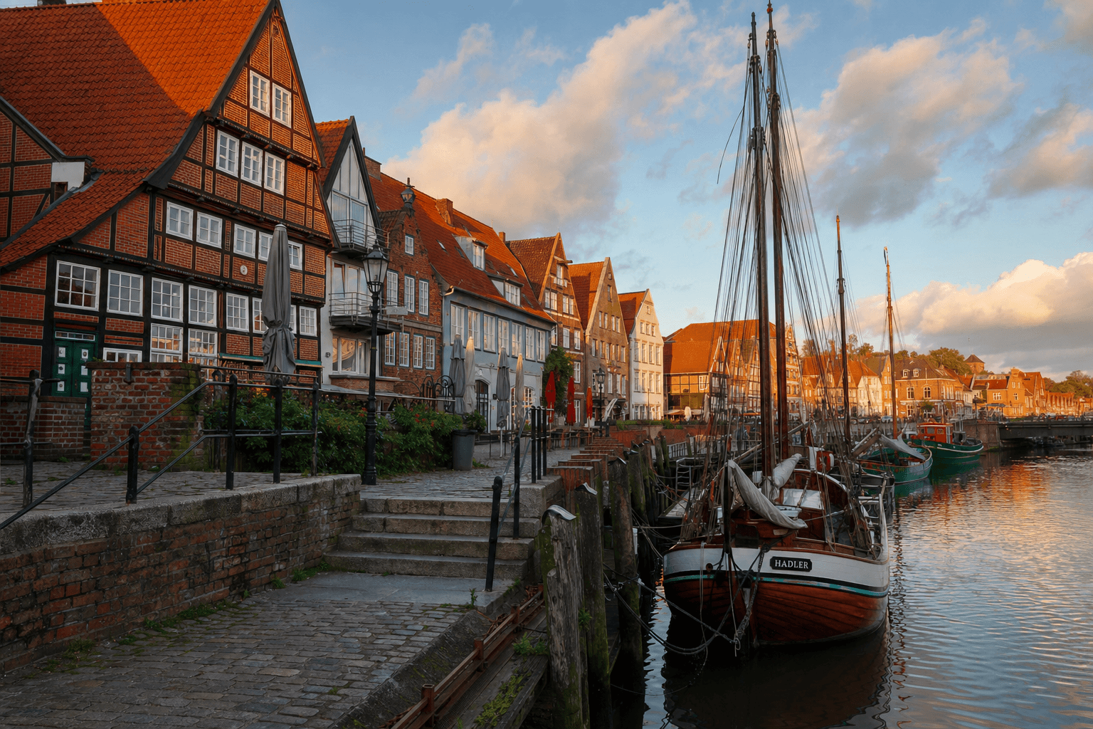 Historische Hansestadt Stade mit Hafen und Fachwerk
