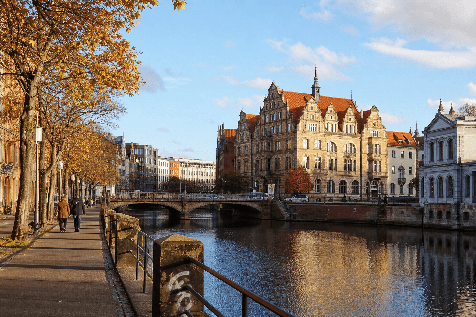 Leine-Ufer Hannover — Fluss durch die Innenstadt