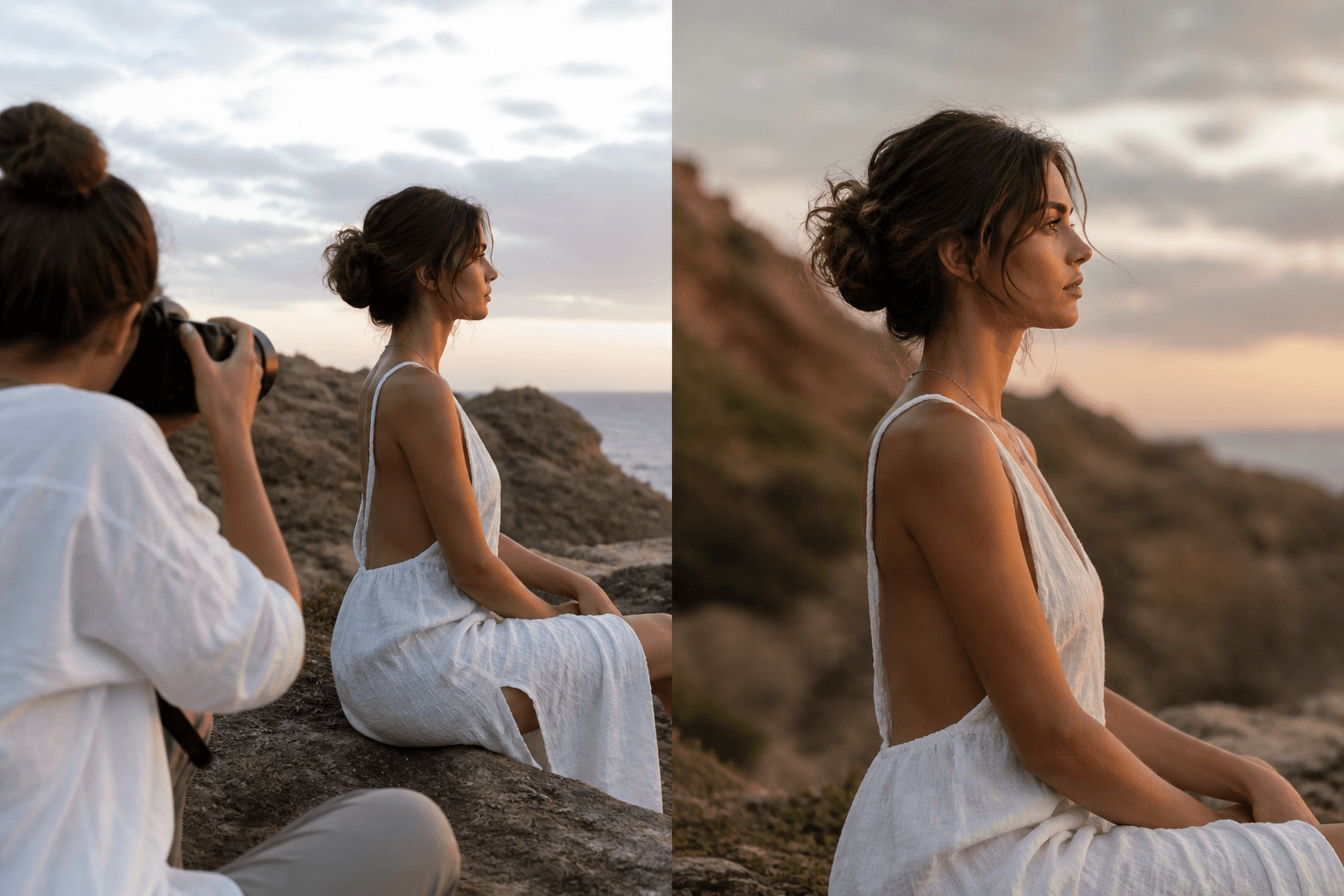 Profile View — AI illustration: left setup idea, right result look