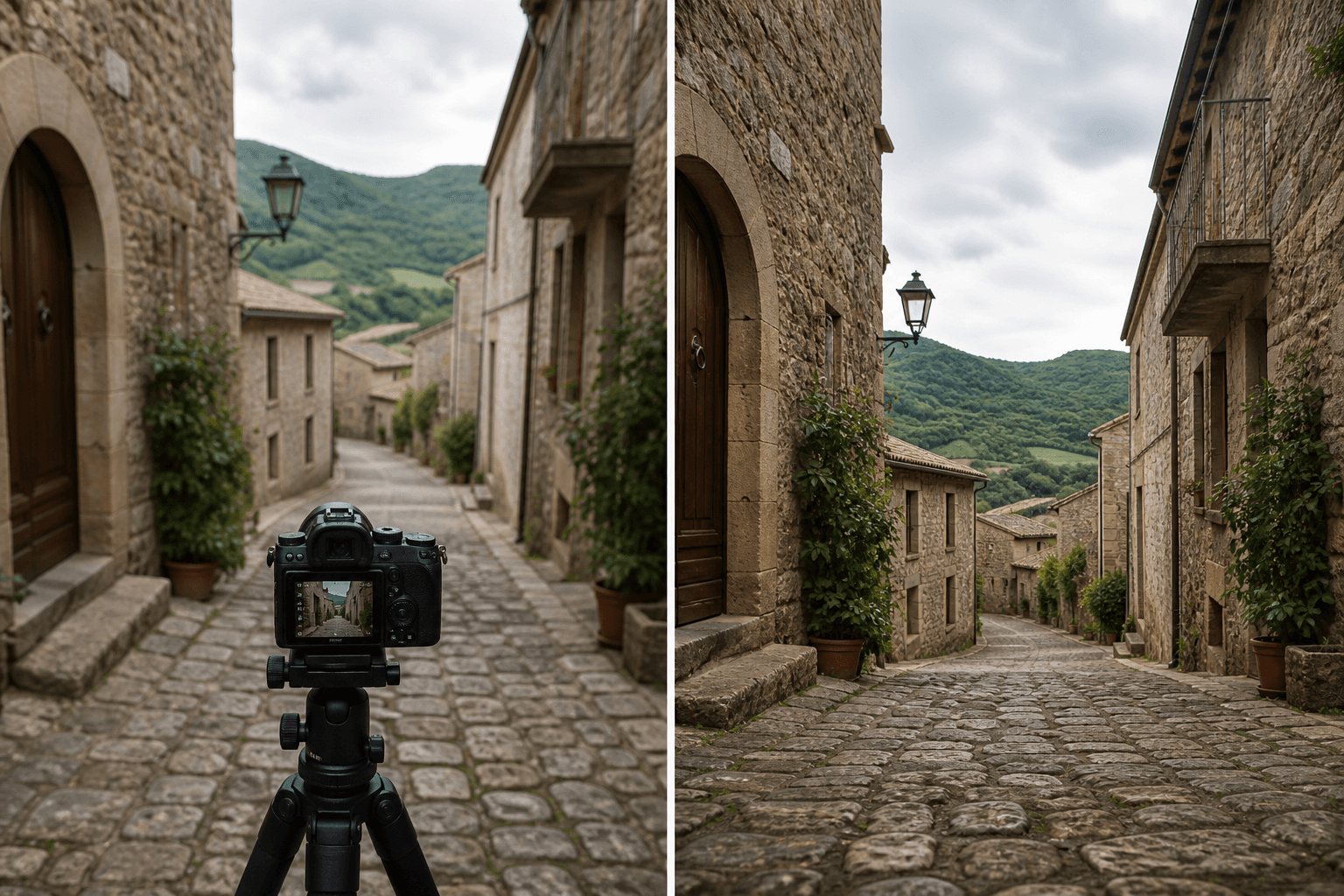 Point of View — AI illustration: left setup idea, right result look