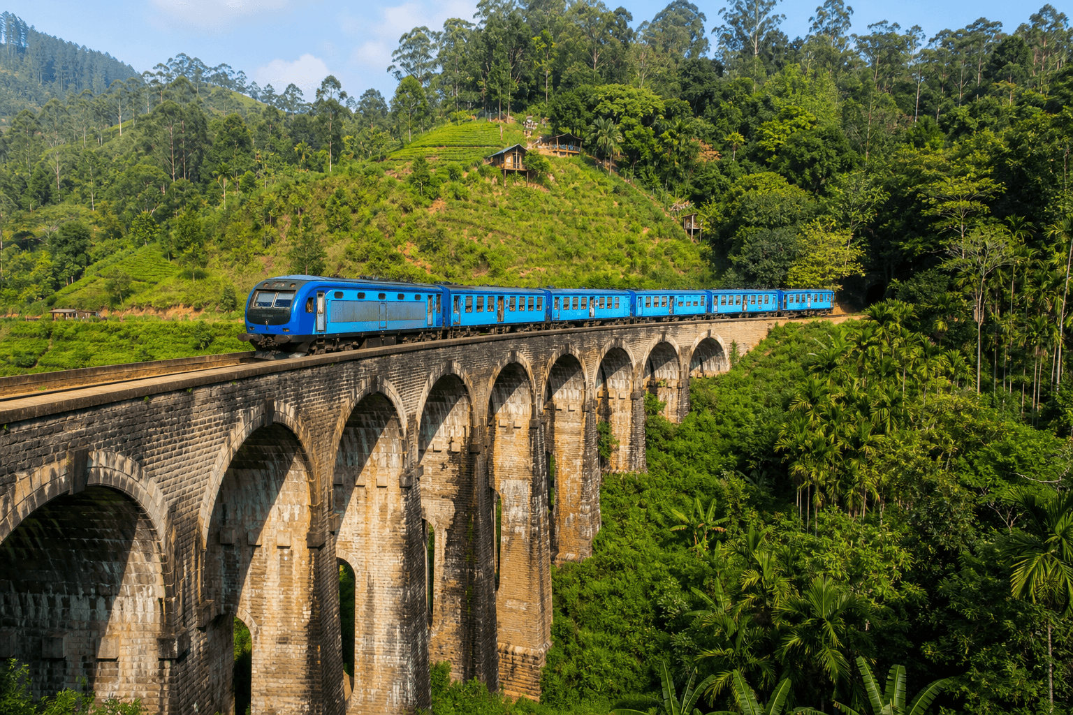 Sri Lanka — Nine Arch Bridge in green tea plantation landscape