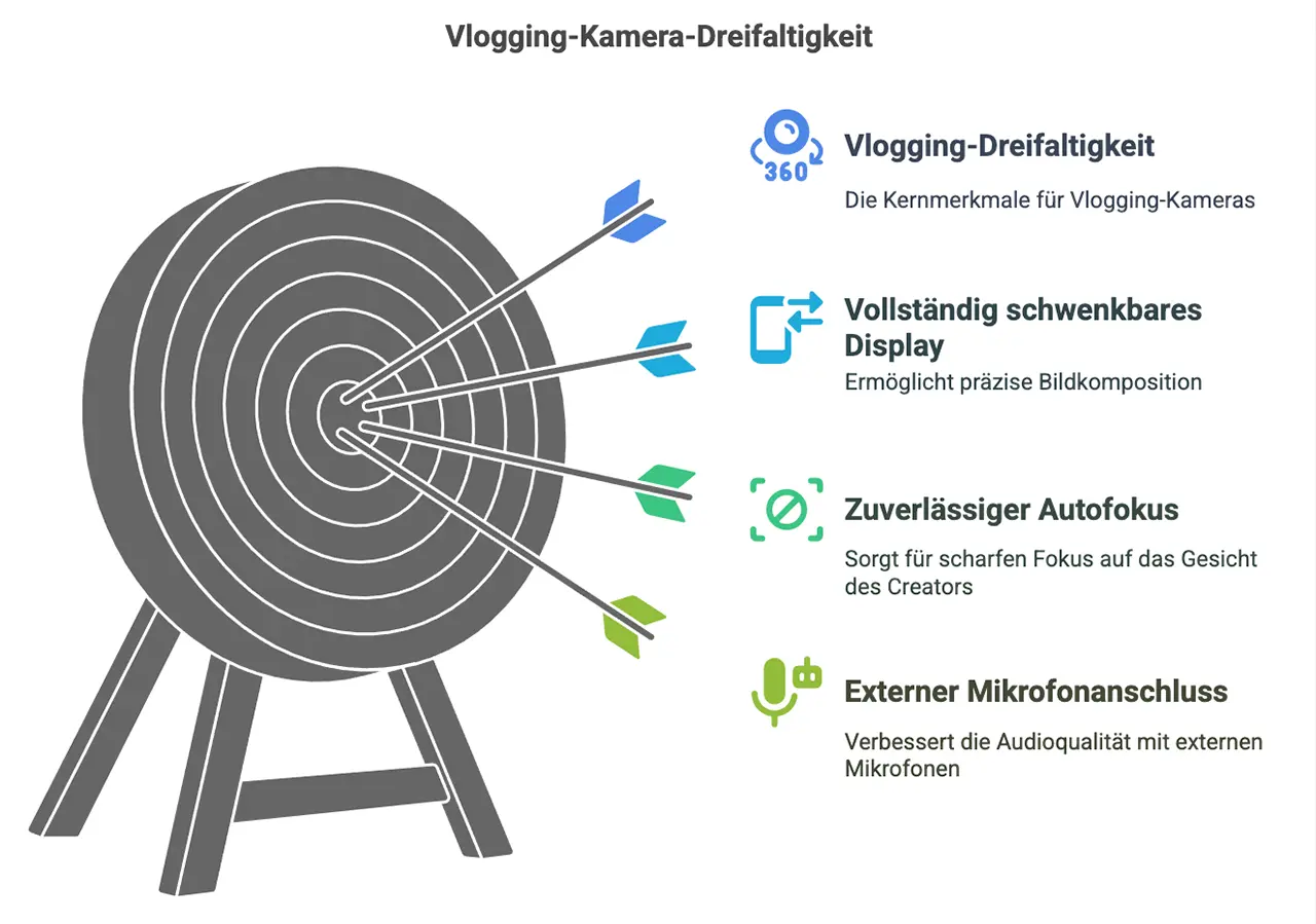 Vlogging camera trinity: flip screen, autofocus, mic input