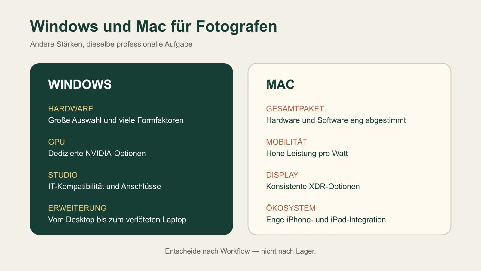 Ausgewogener Vergleich von Windows und Mac für Fotografen in sechs Kriterien