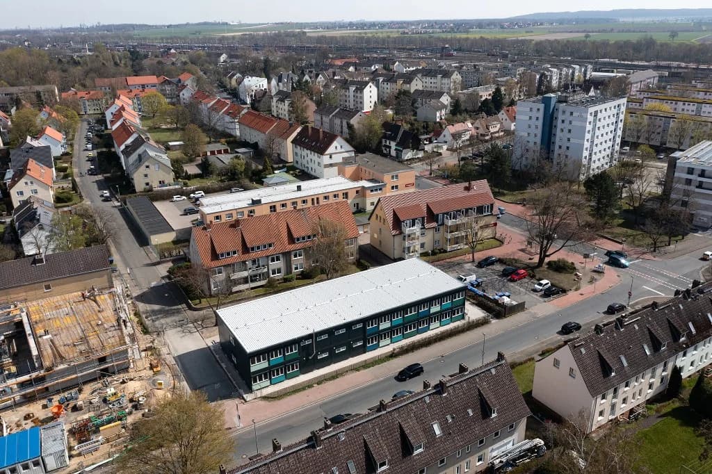 Architecture and real estate photography — aerial view of a residential quarter in Hannover