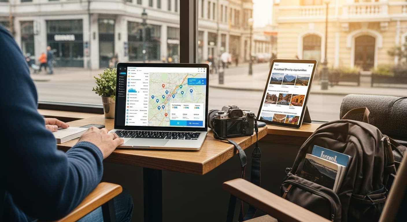 Verschiedene inspirierende Orte für digitale Nomaden-Fotografen