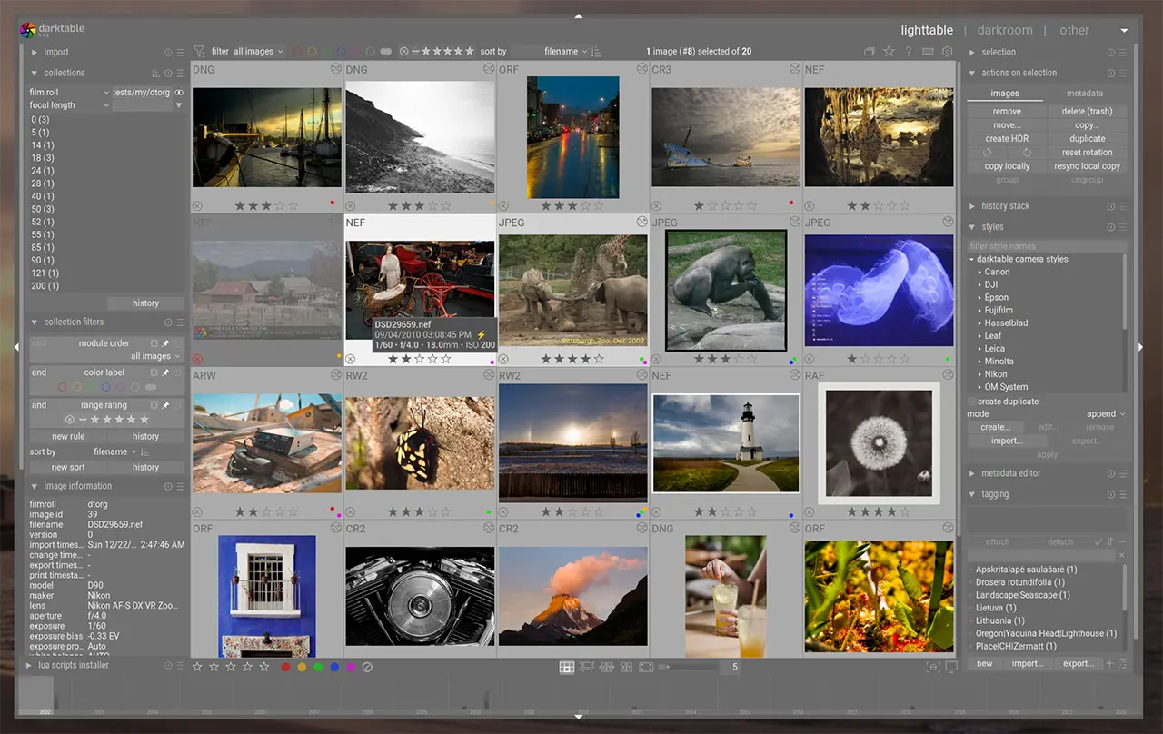 Darktable Open-Source Interface